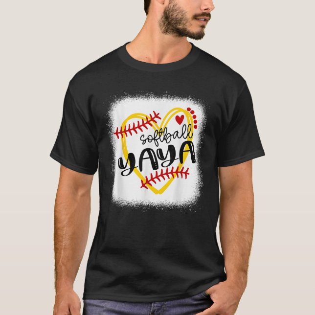 Personalized Softball Heart Tee Cute Yaya Women So (Front)