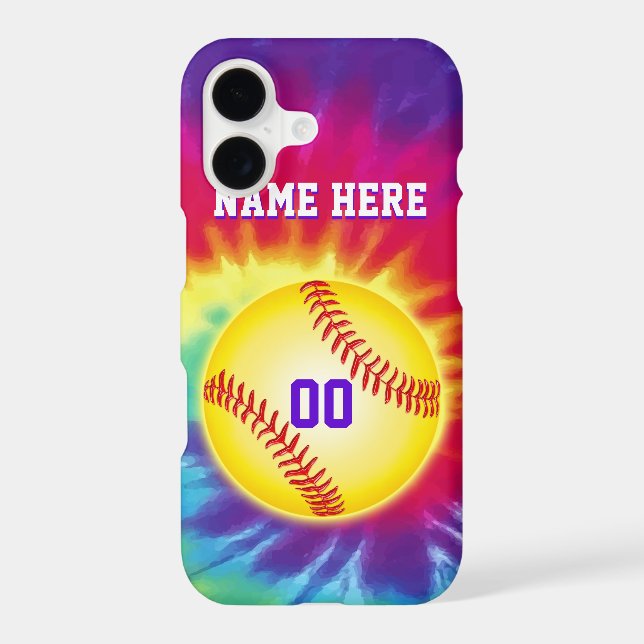 Personalized Softball iPhone Cases with Your TEXT (Back)