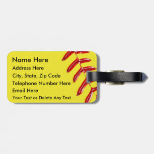 Personalized Softball Luggage Tags, 7 Text Boxes Luggage Tag