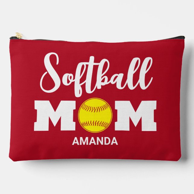 Personalized Softball Mom Mother's Day Accessory Pouch (Front)