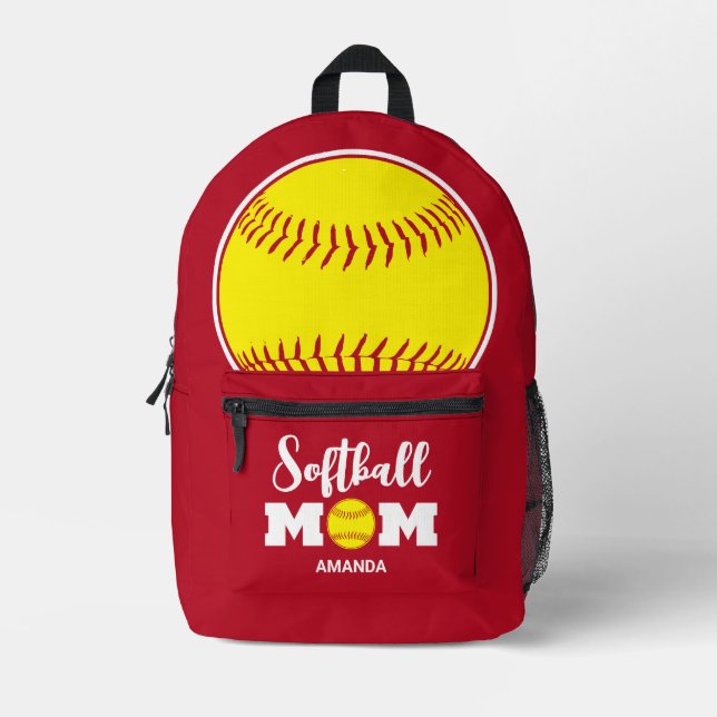Personalized Softball Mom Mother's Day Printed Backpack (Front)