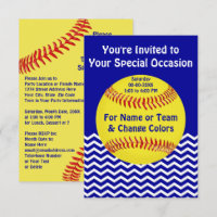 Personalized Softball Party Invitations