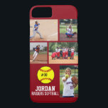 Personalized Softball Photo Collage Name Team iPhone 8/7 Case<br><div class="desc">This personalized Softball iPhone case features your 5 photos, player&#39;s name, number and team name. Personalize with action shots, a team photo, tournament photos, etc. Easily change the background colour to match your team&#39;s colours - just click customize and then the small eye dropper. The perfect photo collage to show...</div>