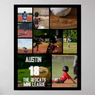 Personalized Softball Photo Collage Name Team # Poster
