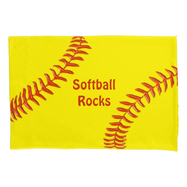 Personalized Softball Pillow Case, Softball Rocks Pillowcase (Front)