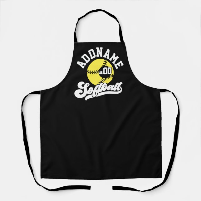Personalized Softball Player ADD NAME Retro Team Apron (Front)