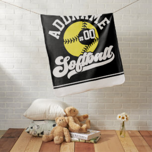 Personalized Softball Player ADD NAME Retro Team Baby Blanket