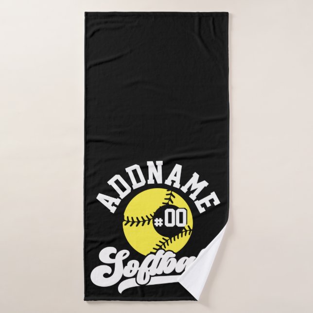 Personalized Softball Player ADD NAME Retro Team Bath Towel Set (Bath Towel)
