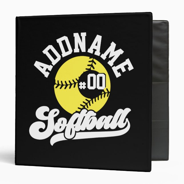 Personalized Softball Player ADD NAME Retro Team Binder (Front/Inside)