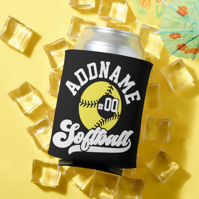 Personalized Softball Player ADD NAME Retro Team Can Cooler (In Situ Summer)