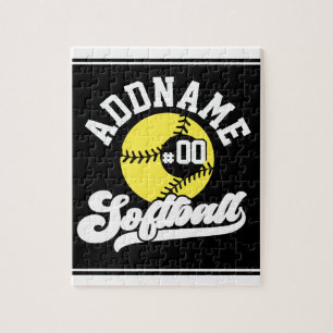 Personalized Softball Player ADD NAME Retro Team Jigsaw Puzzle