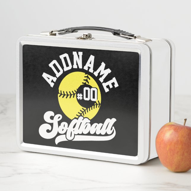 Personalized Softball Player ADD NAME Retro Team Metal Lunch Box (In Situ)