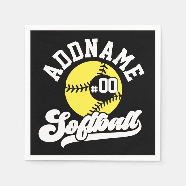 Personalized Softball Player ADD NAME Retro Team Napkin (Front)