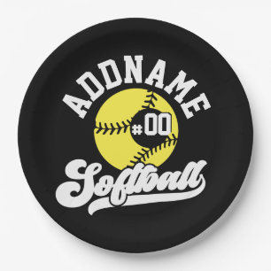 Personalized Softball Player ADD NAME Retro Team Paper Plate