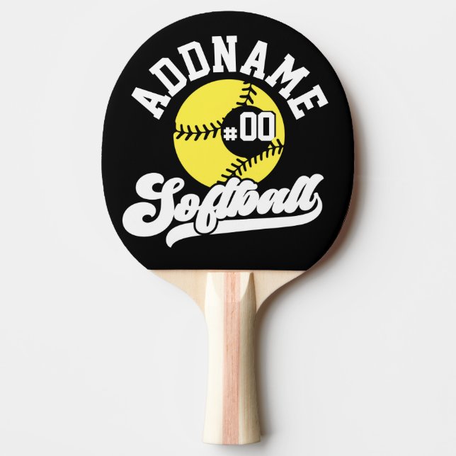 Personalized Softball Player ADD NAME Retro Team Ping Pong Paddle (Front)