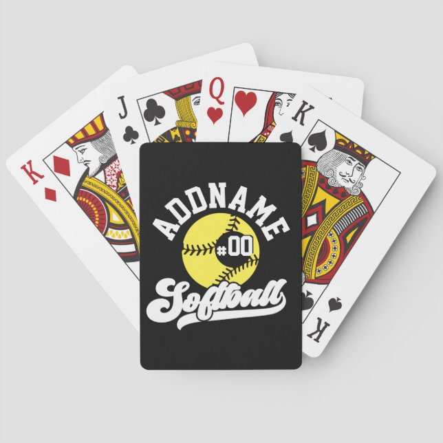 Personalized Softball Player ADD NAME Retro Team Playing Cards (Back)