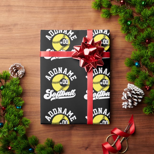 Personalized Softball Player ADD NAME Retro Team Wrapping Paper (Holiday Gift)