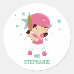 Personalized softball player and stars sticker