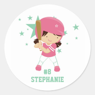 Personalized softball player and stars sticker