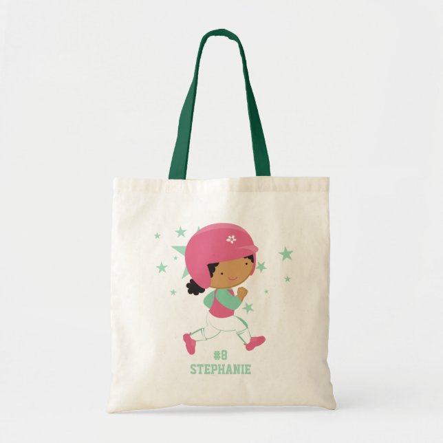 Personalized softball player and stars tote bag (Front)