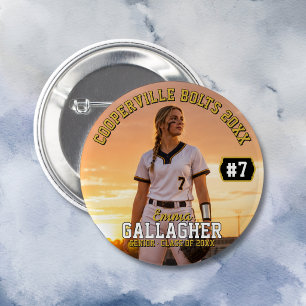 Personalized Softball Player Photo 2 Inch Round Button