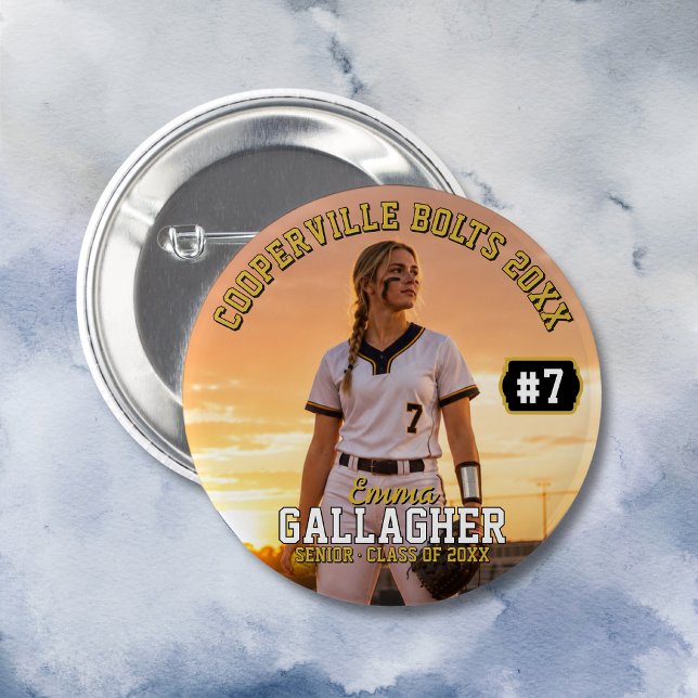 Personalized Softball Player Photo 2 Inch Round Button (Creator Uploaded)