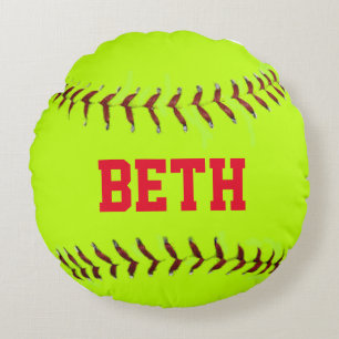 Personalized Softball Round Pillow