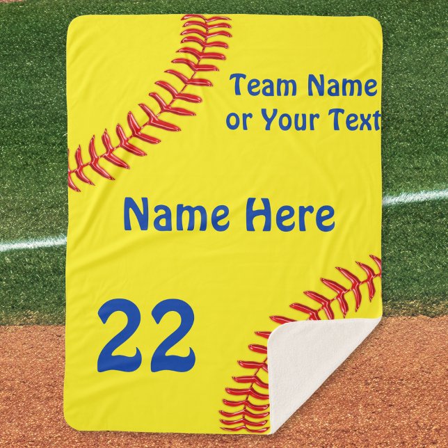 Personalized Softball Senior Night Gifts, Softball Sherpa Blanket (Personalized Softball Blanket. Softball throw blanket. Awesome, softball senior night gift ideas.)