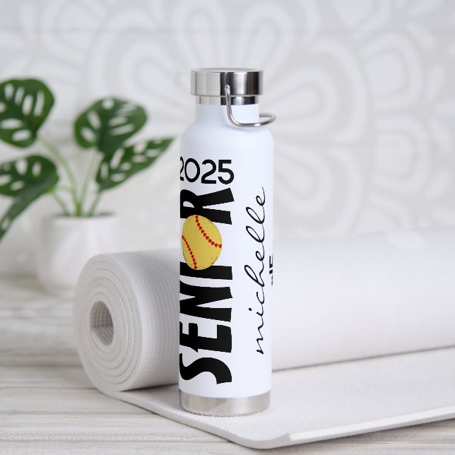 Personalized Softball senior night graduation gift Water Bottle (Yoga)