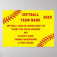 Personalized, Softball Senior Night Posters, Team