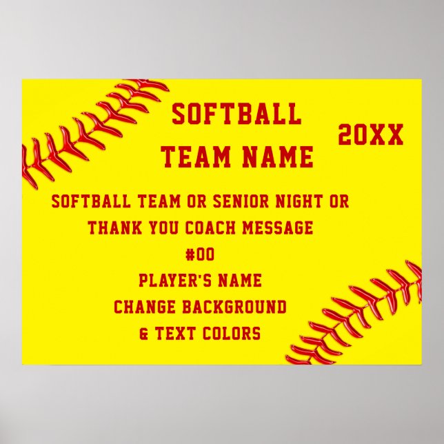 Personalized, Softball Senior Night Posters, Team Poster (Front)