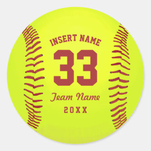 Personalized Softball Team Classic Round Sticker