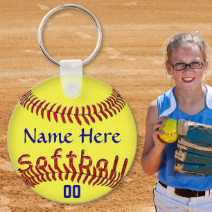 Personalized Softball Team Gift Ideas, NAME NUMBER Keychain