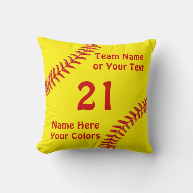 Personalized Softball Team Gifts, Softball Pillows (Front)
