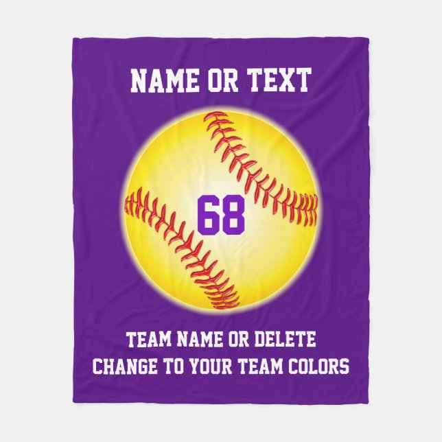 Personalized Softball Team Gifts Your Text, Fleece Blanket (Front)
