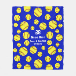 Personalized Softball Throw Blanket, Text, Colours Fleece Blanket