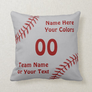 Personalized Softball Throw Pillow, Burgundy, Grey Pillow