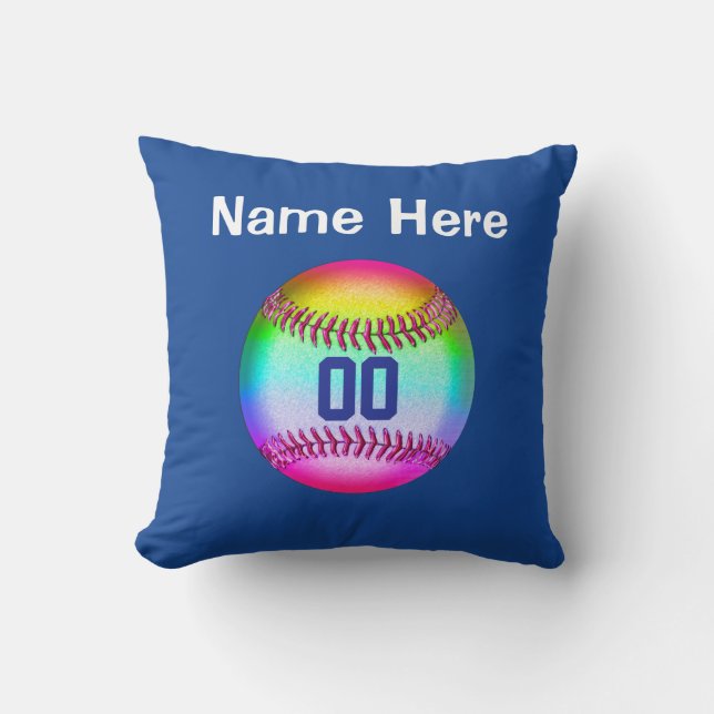 Personalized Softball Throw Pillow, NAME, NUMBER Pillow (Front)