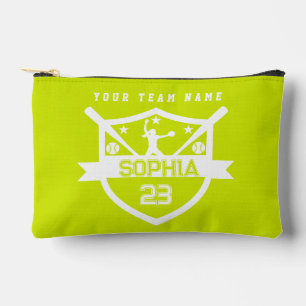Personalized Softball with Team and Player Name Accessory Pouch