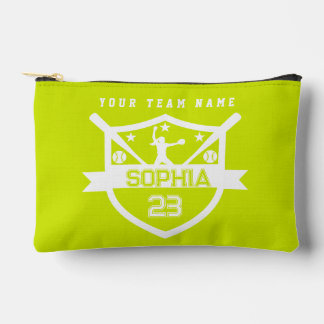 Personalized Softball with Team and Player Name Accessory Pouch