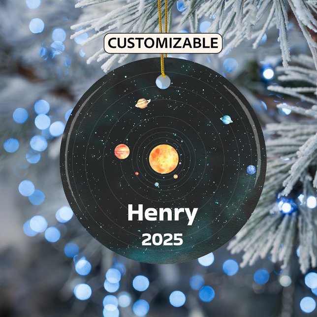 Personalized Solar System Ornament, Space, Planets Ceramic Ornament (Creator Uploaded)