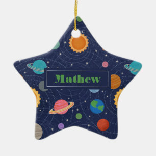 Personalized Solar System Space Ceramic Ornament