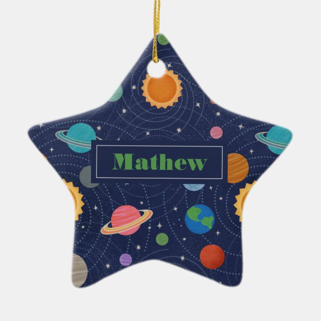 Personalized Solar System Space Ceramic Ornament (Front)