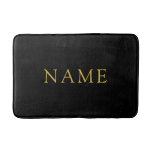 Personalized Solid Black Bath Mat with Custom Name