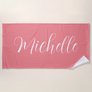 Personalized Solid Colour Beach Towel with Name