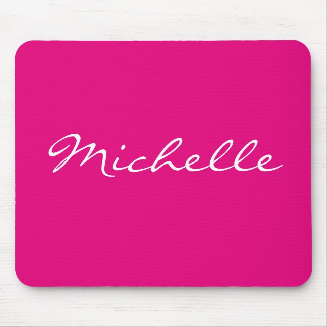 Personalized solid colour neon pink mouse pad (Front)