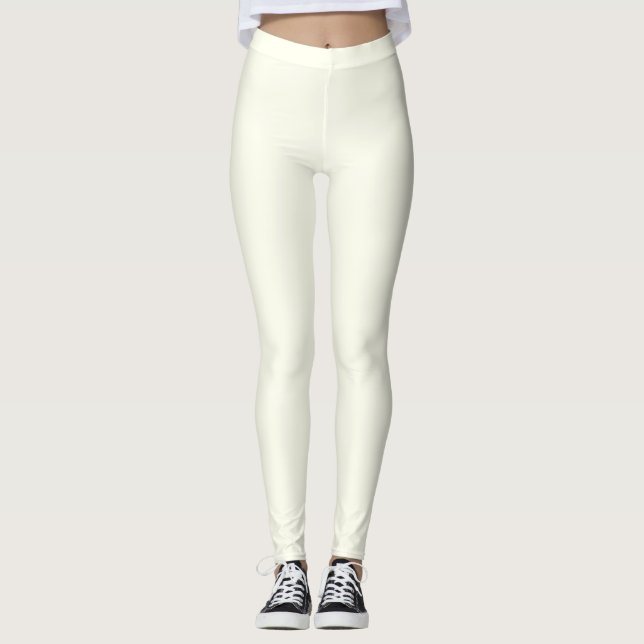 Personalized Solid Ivory Colour Leggings (Front)