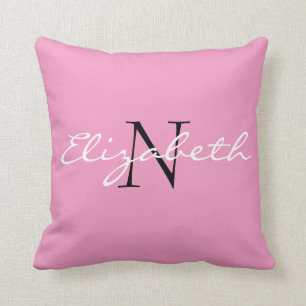 Personalized Solid Pink.Cartoon Cupcake Collection Throw Pillow