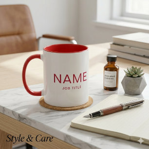 Personalized Solid Red Combo Mug with Your Name
