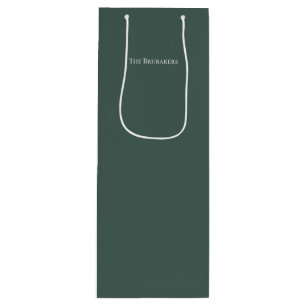 Personalized Solid Sage Green Minimalist Holiday Wine Gift Bag